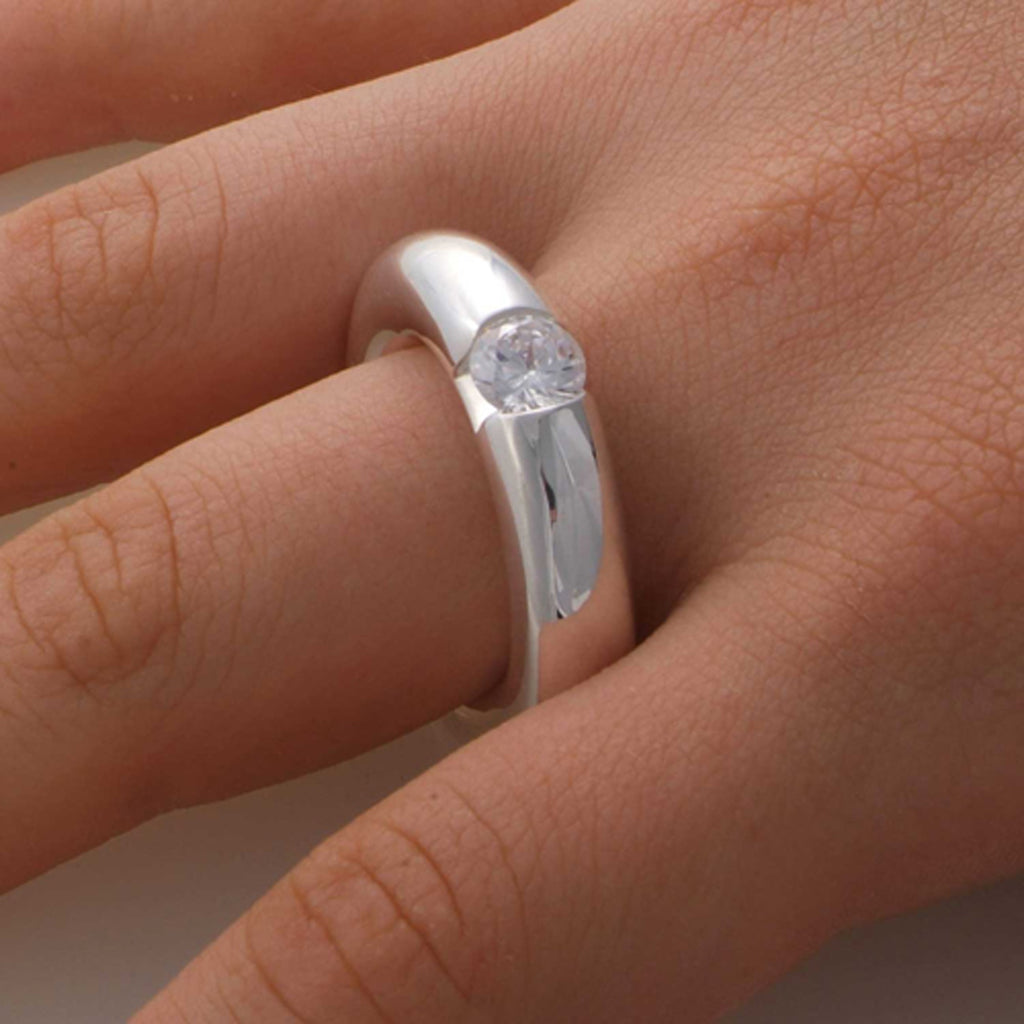 Silber Ring "Round" 5 mm Zirkonia (Sterling Silber 925)