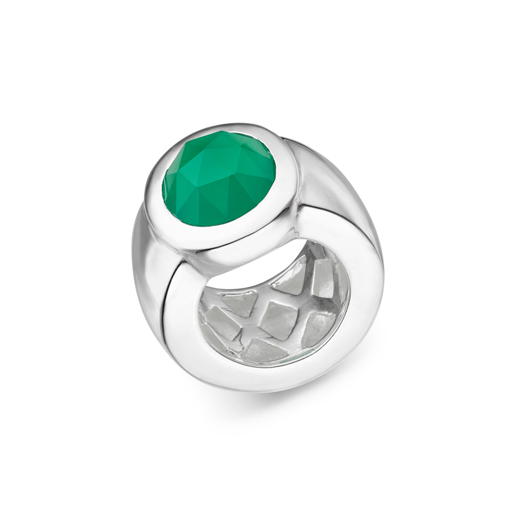 Silber Ring "Heavy" mit grünem Chalcedon (Sterling Silber 925)