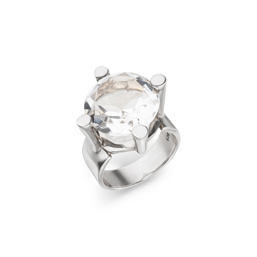 Bergkristall Ring "Round" ca. 16 mm (Sterling Silber 925)