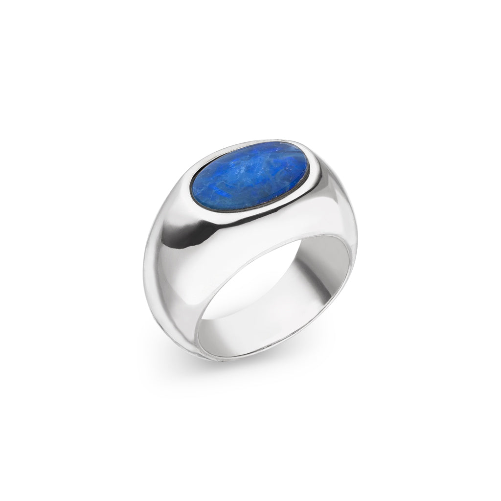 blauer Opal Ring 14x9 mm (Sterling Silber 925)