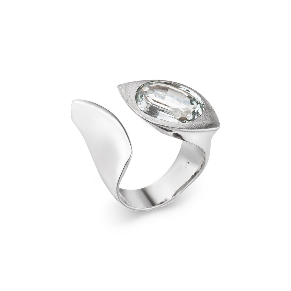Aquamarin Ring "Open" 16x10 mm (Sterling Silber 925)