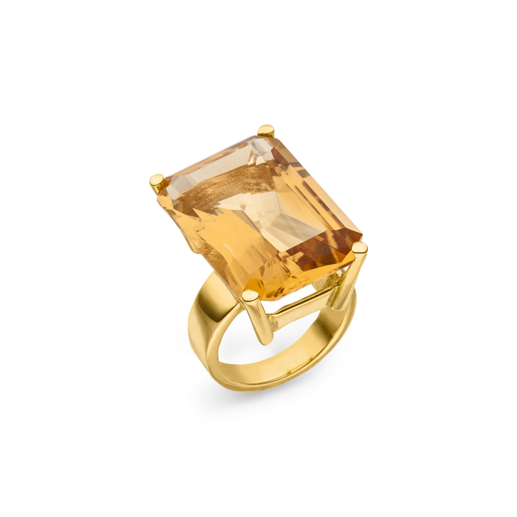 Citrin Ring "Oktagon" 35 ct. (Gelbgold 585)