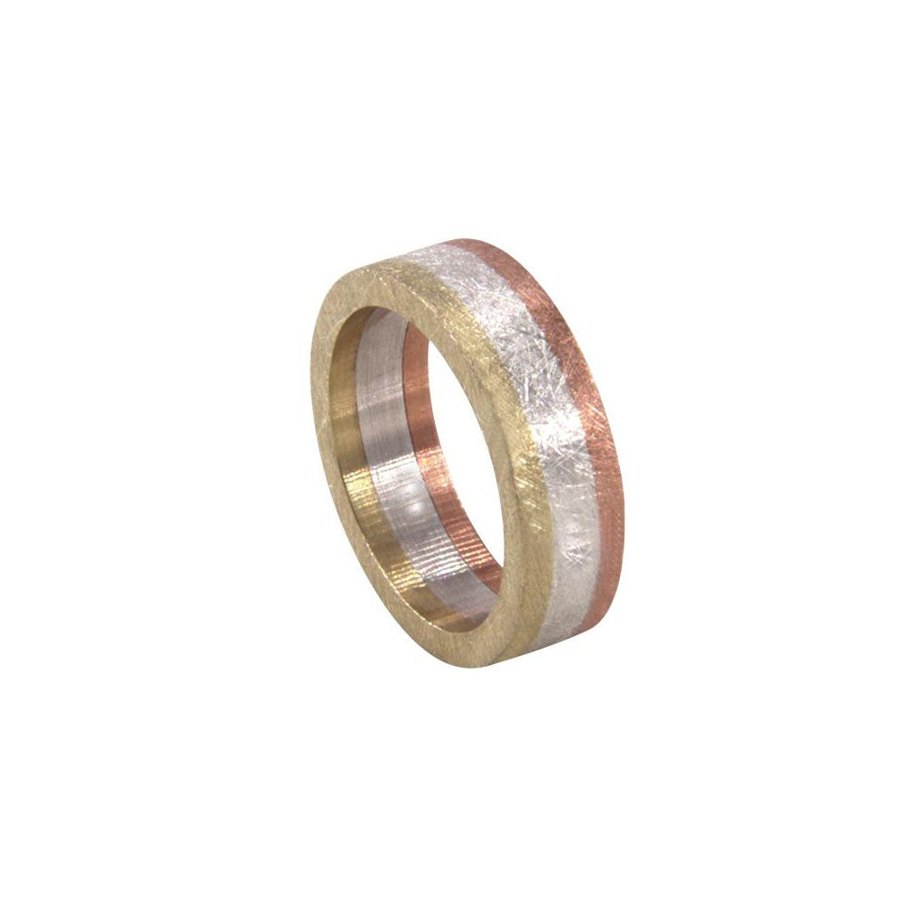 Ring "Tricolor"(Rotgold/Silber/Gelbgold) Herren Damen Partner Trau Ring
