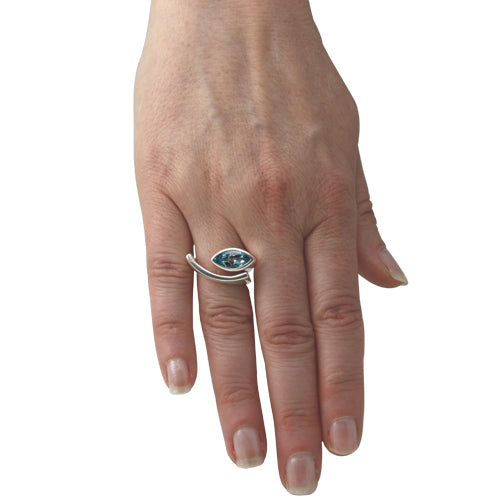 Silber Ring mit Topas 12x6 mm (Sterling Silber 925)