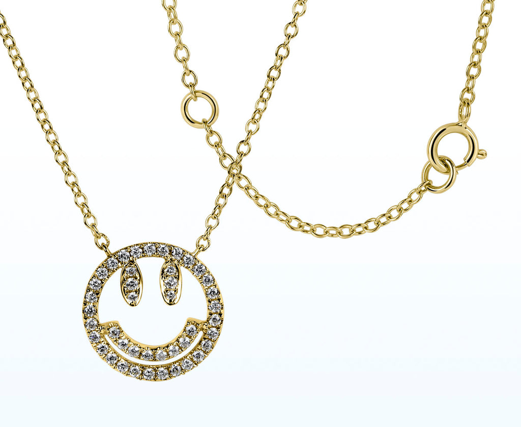 Diamant-Collier mit Anhänger SMILEY – 0,36 Karat, 750er Gelbgold
