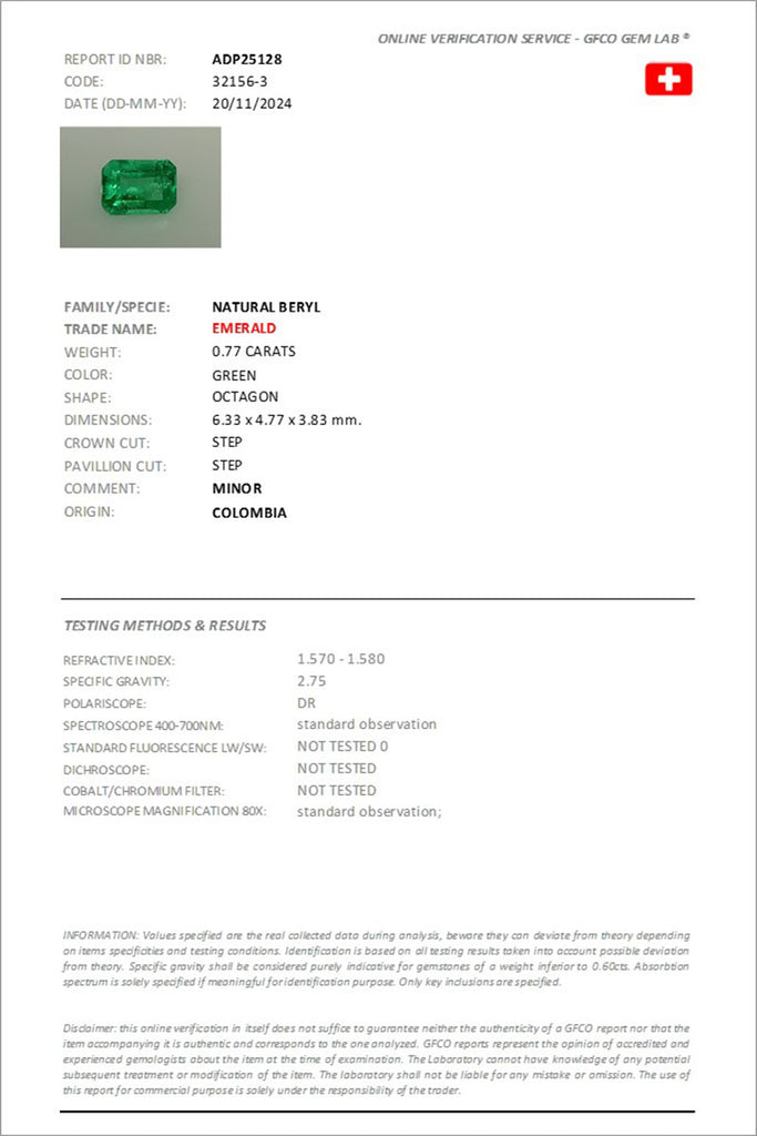 Smaragd 6,33 x 4,77 mm Kolumbien mit GFCO-Expertise