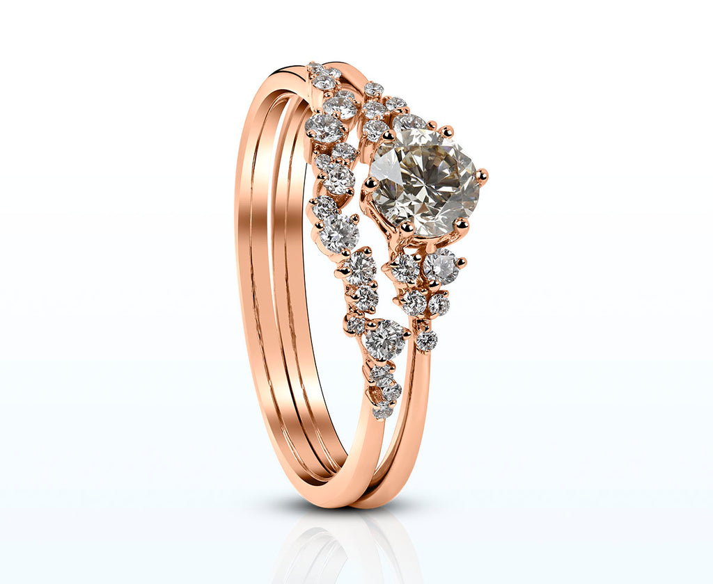 Ring-Duo mit Diamanten (Rosegold 750)