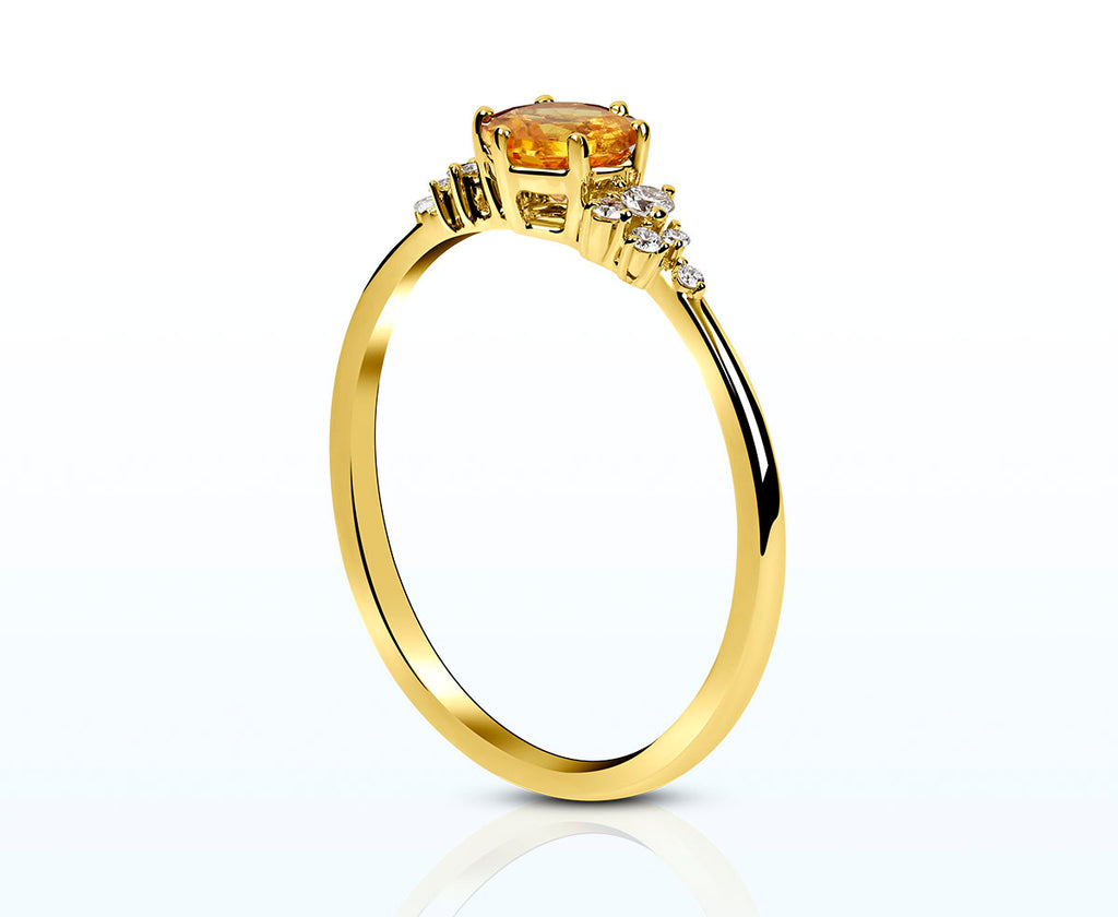 Ring-Duo - Mandarin Granat mit Diamanten (Gelbgold 750)