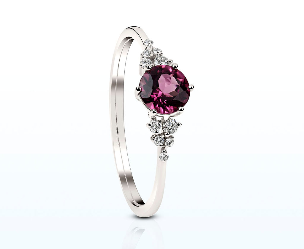 Ring-Duo mit pink Turmalin und Diamanten (Weißgold 750)