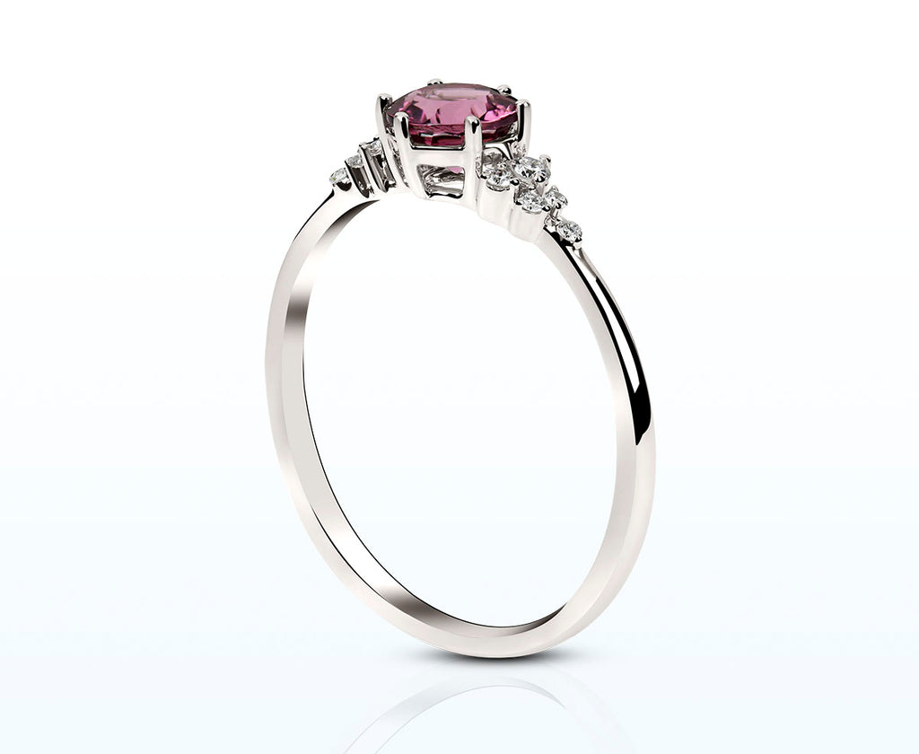 Ring-Duo mit pink Turmalin und Diamanten (Weißgold 750)