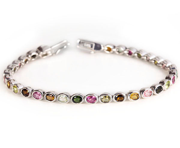 Turmalin Armband Multicolor 4x3 mm (Sterling Silber 925)