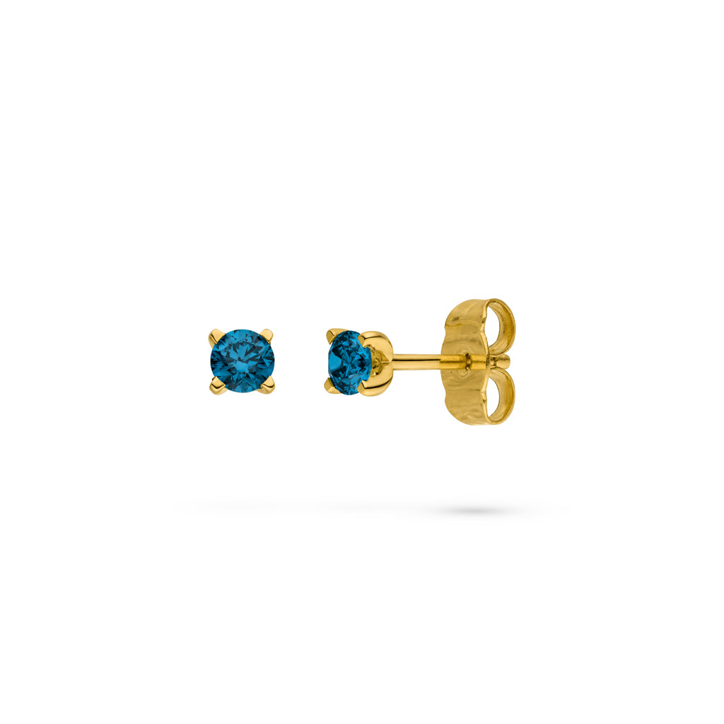 blaue Diamant Brillant Ohrstecker Solitär 0,344 ct. (Gelbgold 750)