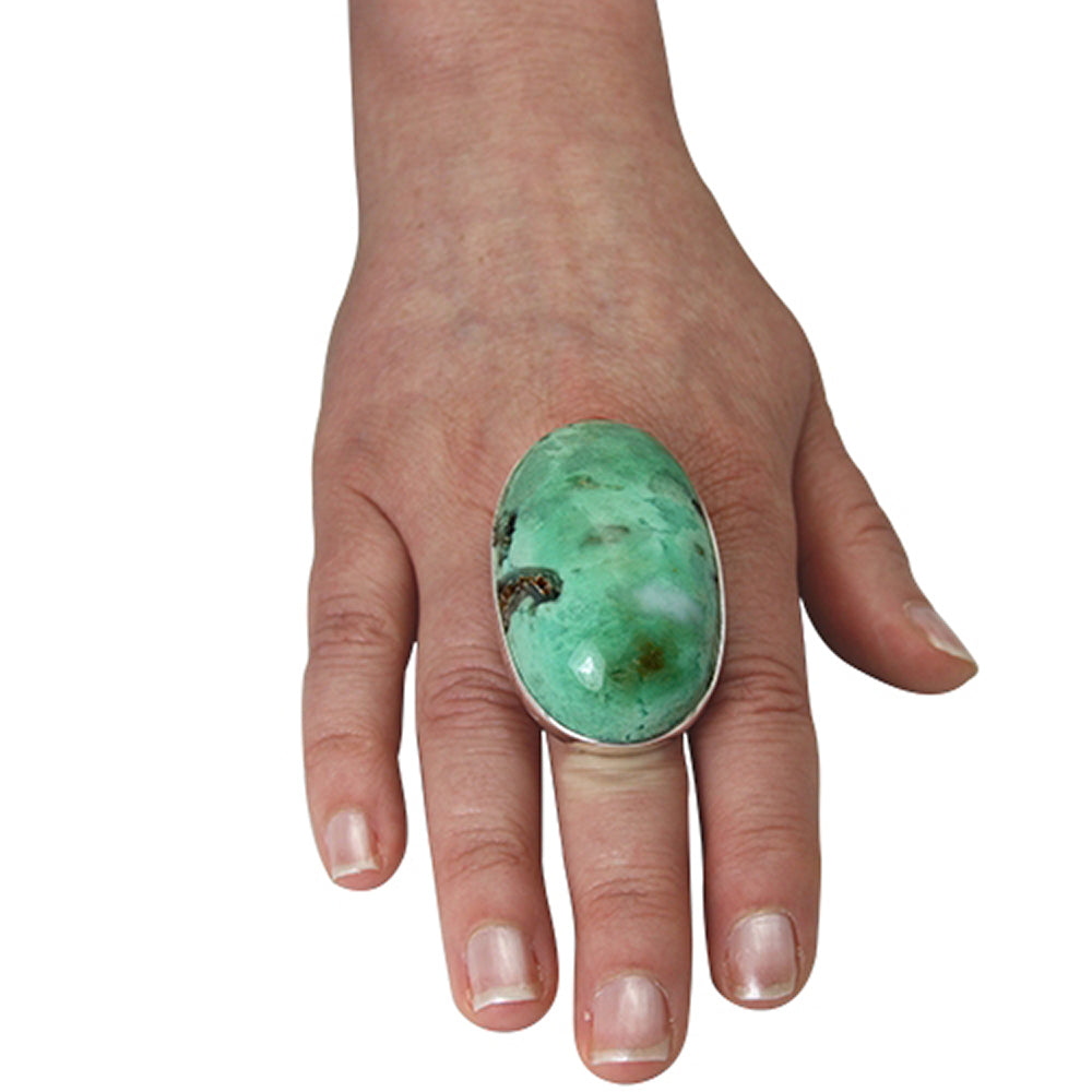 Lemon Chrysopras Ring 55x33 mm (Sterling Silber 925)