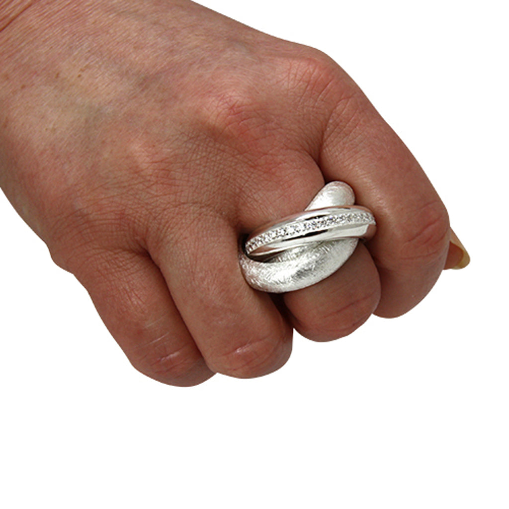 Silber Ring "Schwerer Dreier" Zirkonia (Sterling Silber 925)