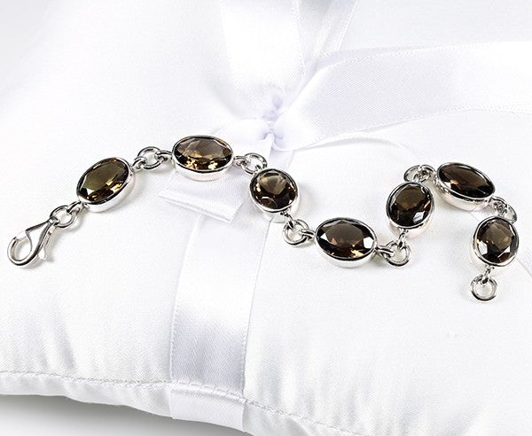 Rauchquarz Armband 14x10 mm (Sterling Silber 925)