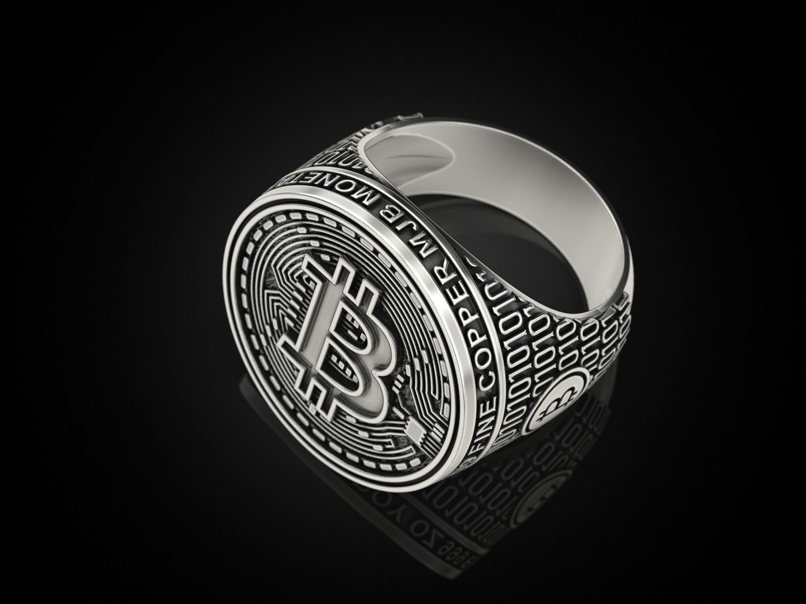 Bitcoin Ring aus Cobalt-Chrom – Skielka Designschmuck