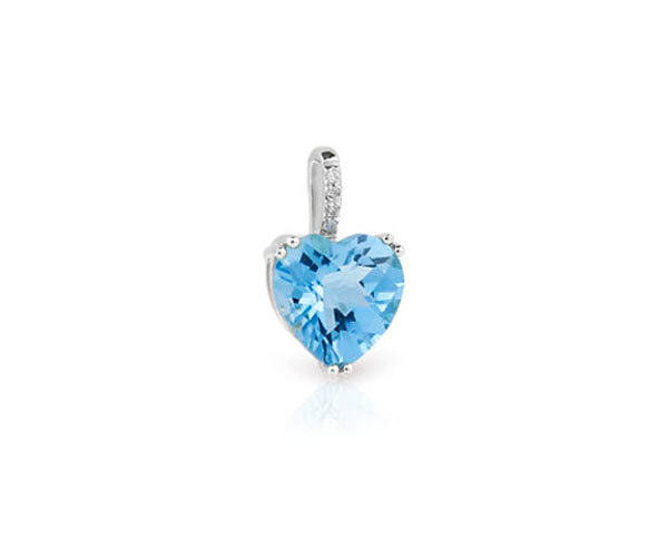 Anhänger mit Edeltopas SKYBLUE im Herz-Schliff und Diamanten – 585er Weißgold