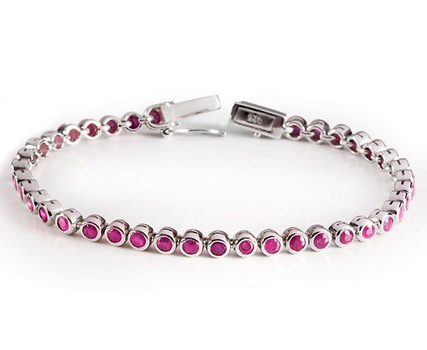 Rubin Armband 3 mm (Sterling Silber 925)