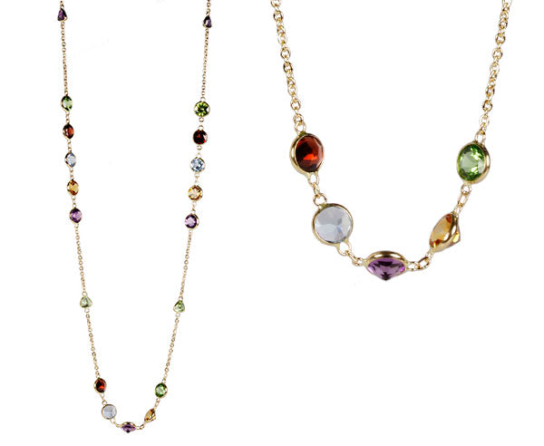 Collier mit Edelsteinen – Gelbgold 585, 45+3 cm