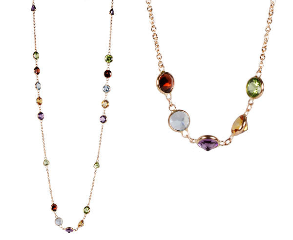 Collier mit Edelsteinen – Rosegold 585, 45+3 cm