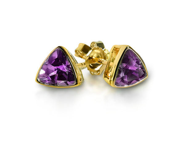 Amethyst Ohrstecker 6 mm (Gelbgold 585)