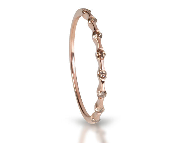 Goldring mit 8 Champagner Diamant Brillanten (Rosegold 750)