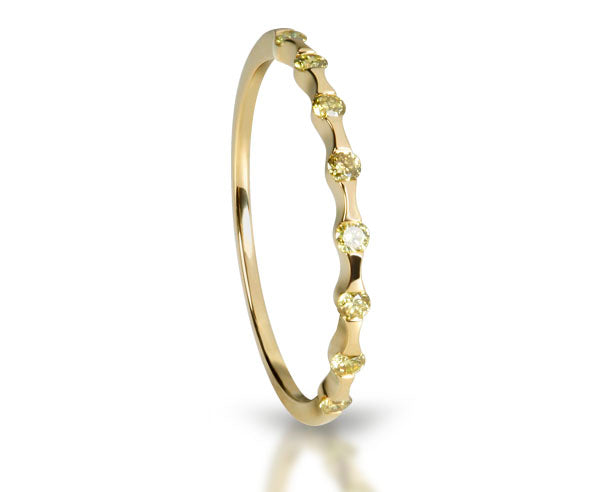Goldring mit 8 gelben Diamant Brillanten (Gelbgold 750)