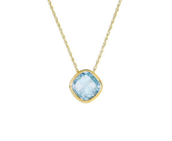 blauer Edeltopas Anhänger 7 mm + Kette (Gelbgold 585)