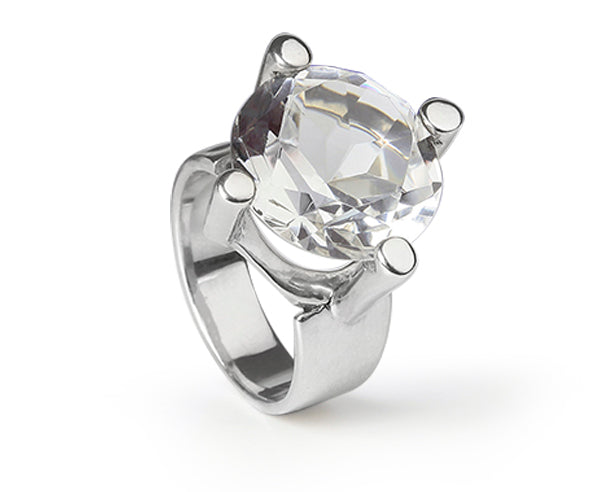 Bergkristall Ring "Round" ca. 16 mm (Sterling Silber 925)