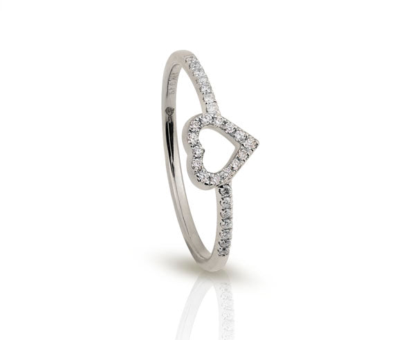 Goldring HERZ mit Brillanten 0,15 ct. (Weißgold 750)