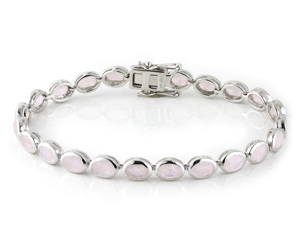 Rosenquarz Armband 6x4 mm  (Sterling Silber 925)