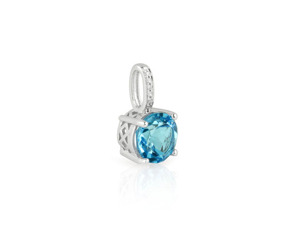 Anhänger blauer Edeltopas mit Brillanten (Weißgold 585)