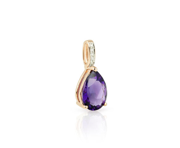 Amethyst Anhänger 10x7 mm mit Diamanten (Rosègold 750)