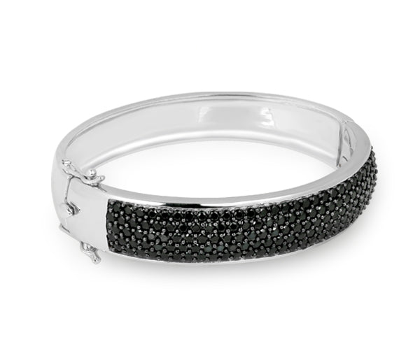 schwarzer Spinell Armreif  (Sterling Silber 925)