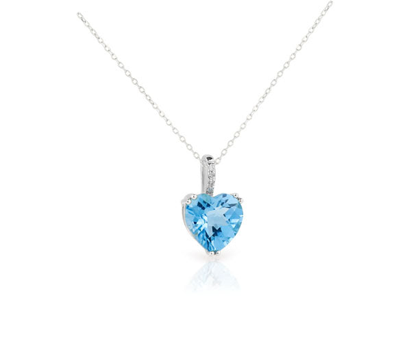 Collier mit Edeltopas SKYBLUE im Herz-Schliff und Diamanten – 585er Weißgold