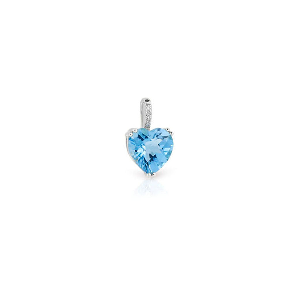 Anhänger mit Edeltopas SKYBLUE im Herz-Schliff und Diamanten – 585er Weißgold