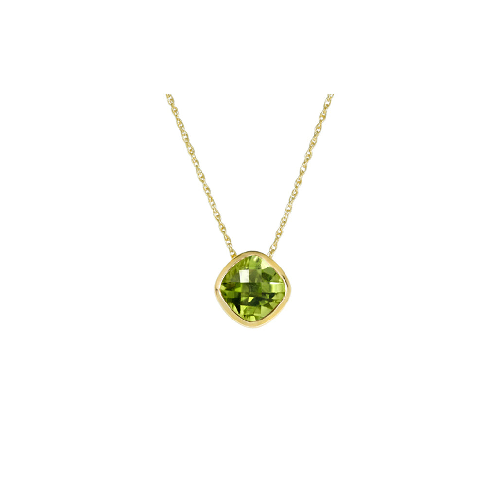 Peridot Anhänger 7 mm + Kette (Gelbgold 585)