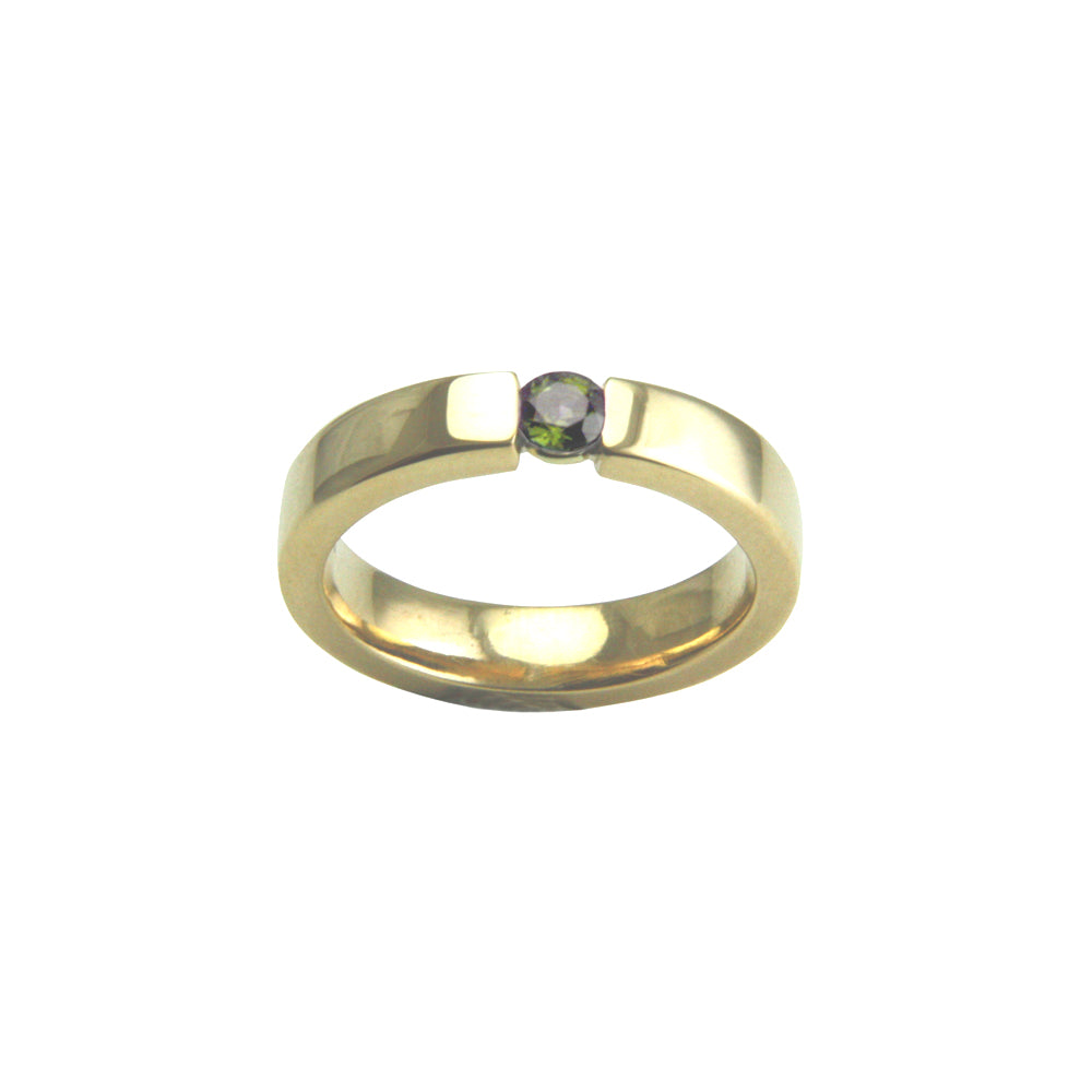 Gold Ring mit natürlichem Alexandrit 3,9 mm (Gelbgold 750) mit Farbwechsel