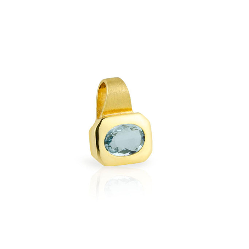 Aquamarin Anhänger 14x14 mm (Gelbgold 585)