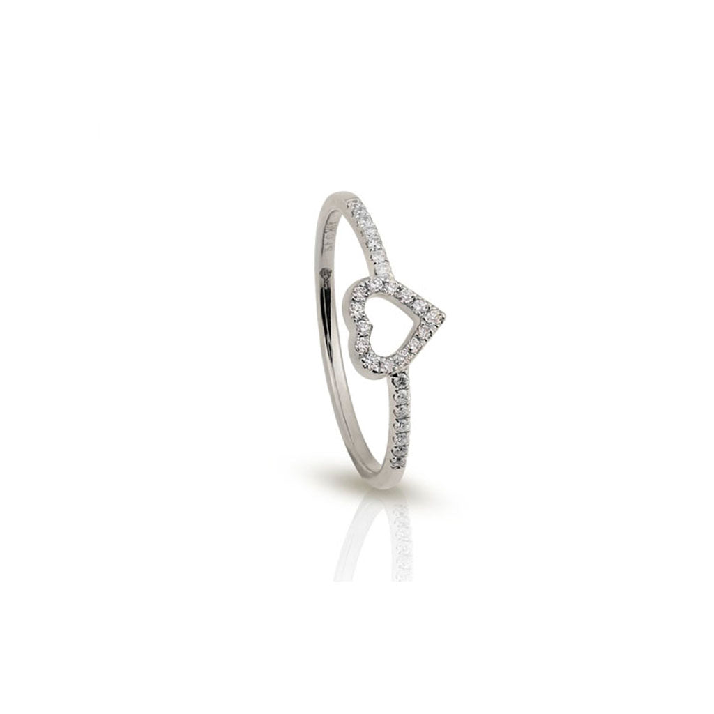 Goldring HERZ mit Brillanten 0,15 ct. (Weißgold 750)