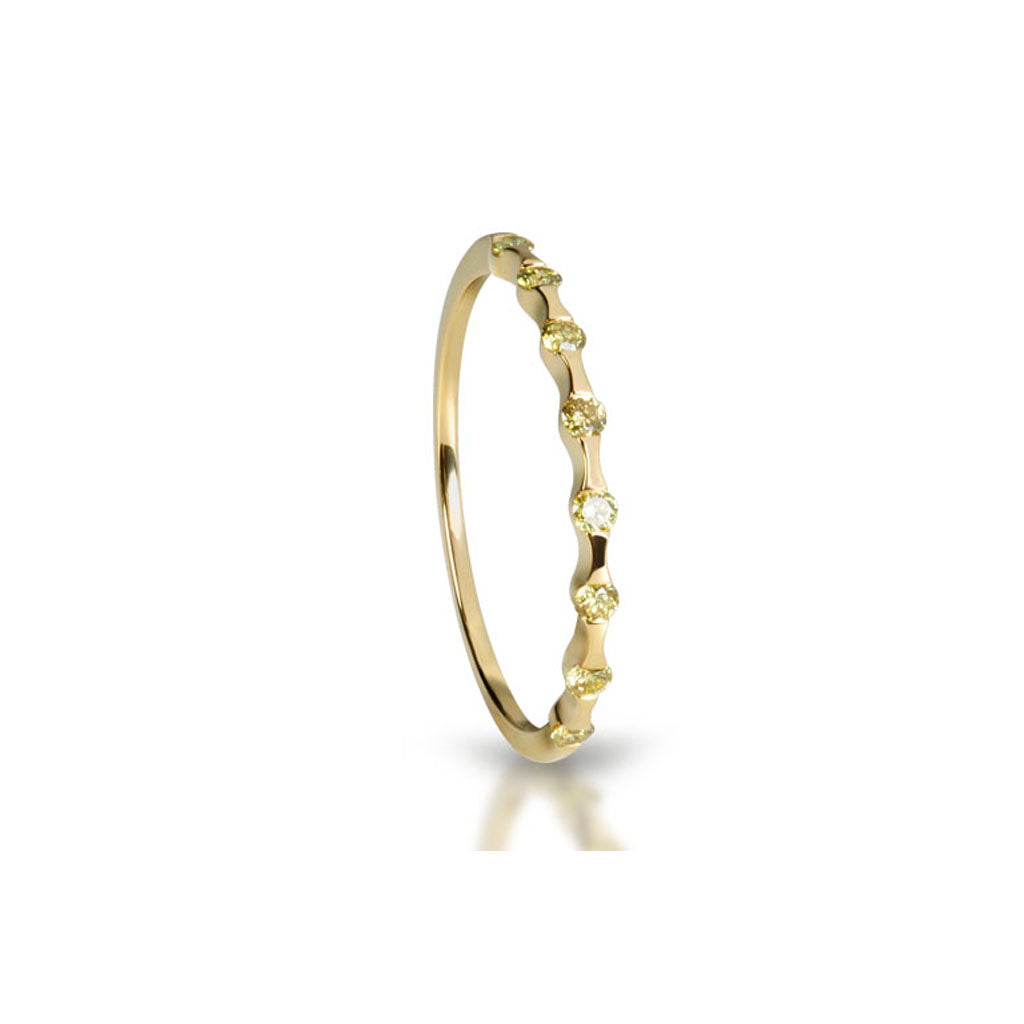 Goldring mit 8 gelben Diamant Brillanten (Gelbgold 750)
