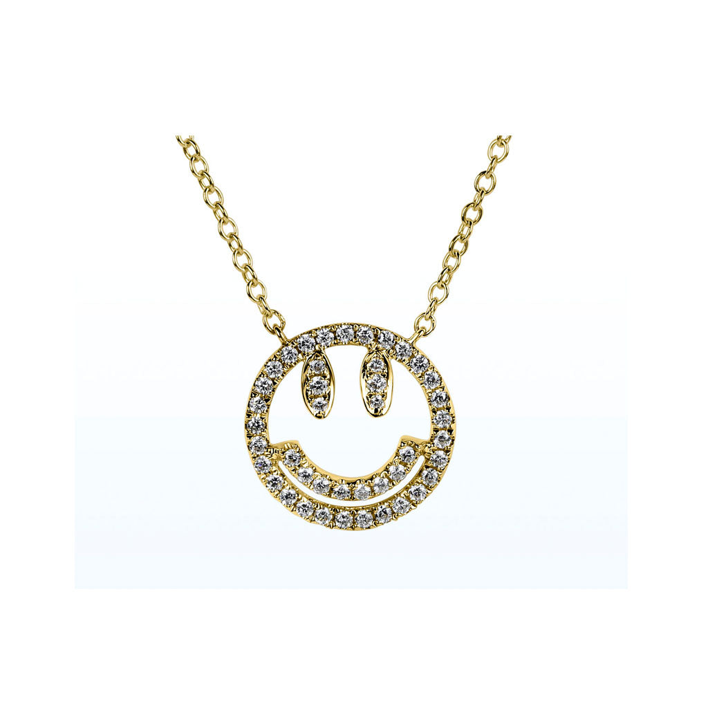 Diamant-Collier mit Anhänger SMILEY – 0,36 Karat, 750er Gelbgold
