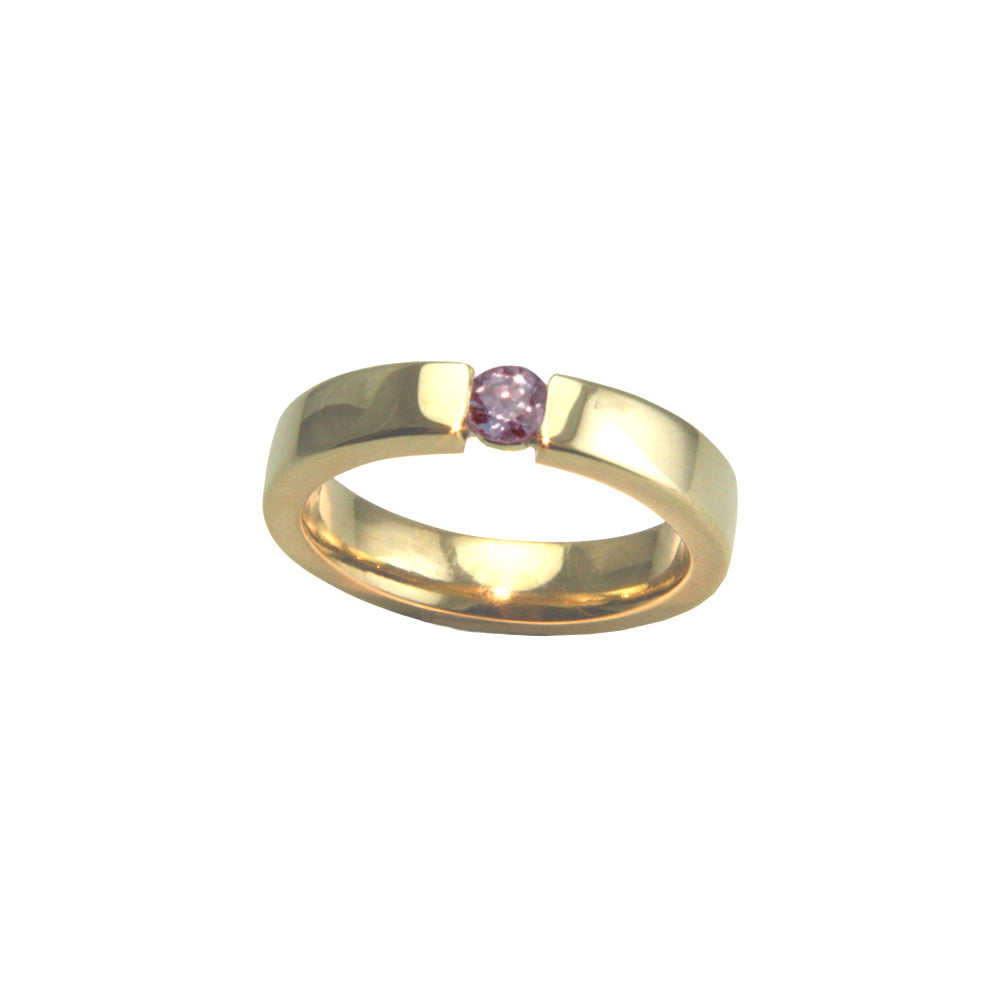 Gold Ring mit natürlichem Alexandrit 3,9 mm (Gelbgold 750) mit Farbwechsel