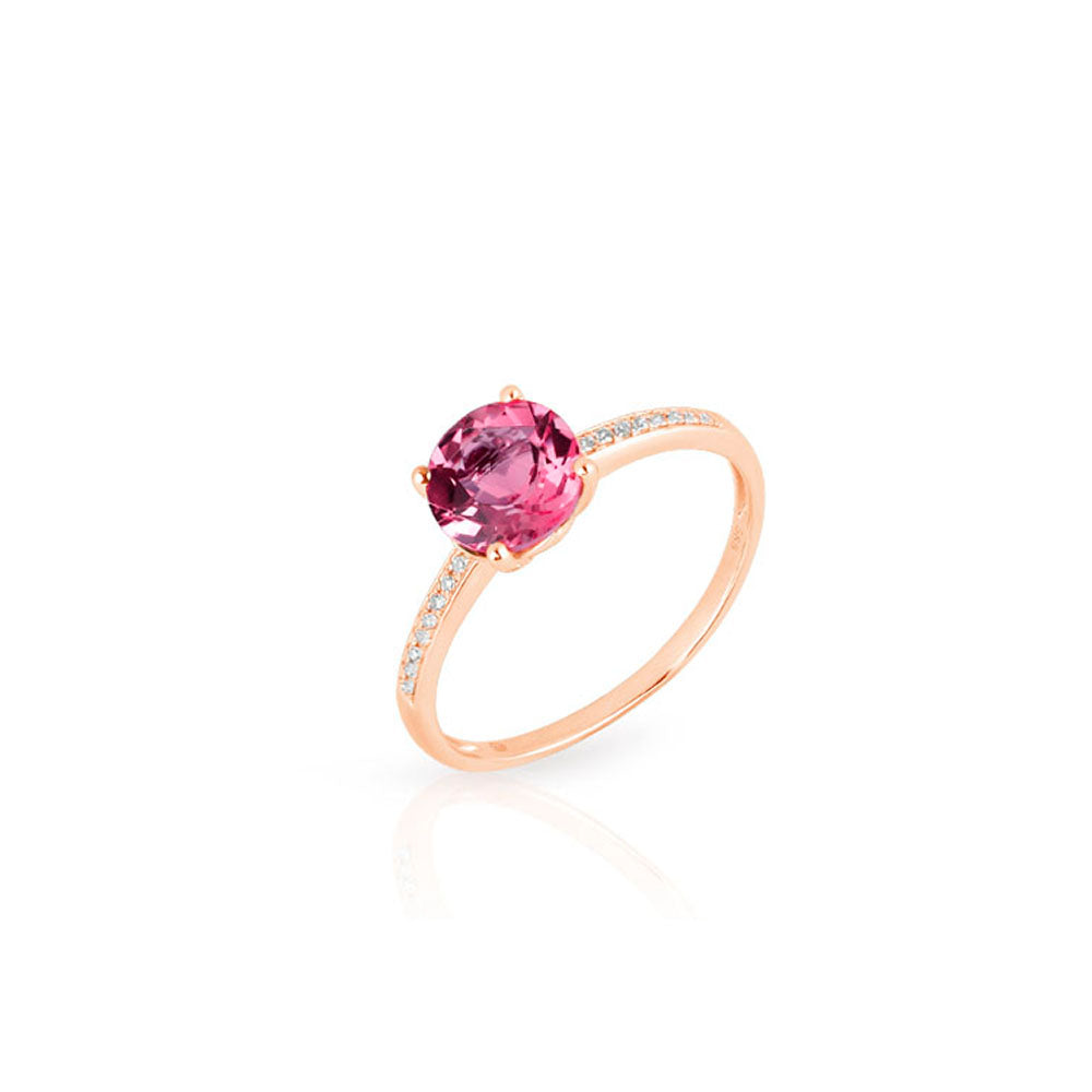 Ring pinker Edeltopas mit Brillanten (Roségold 585)