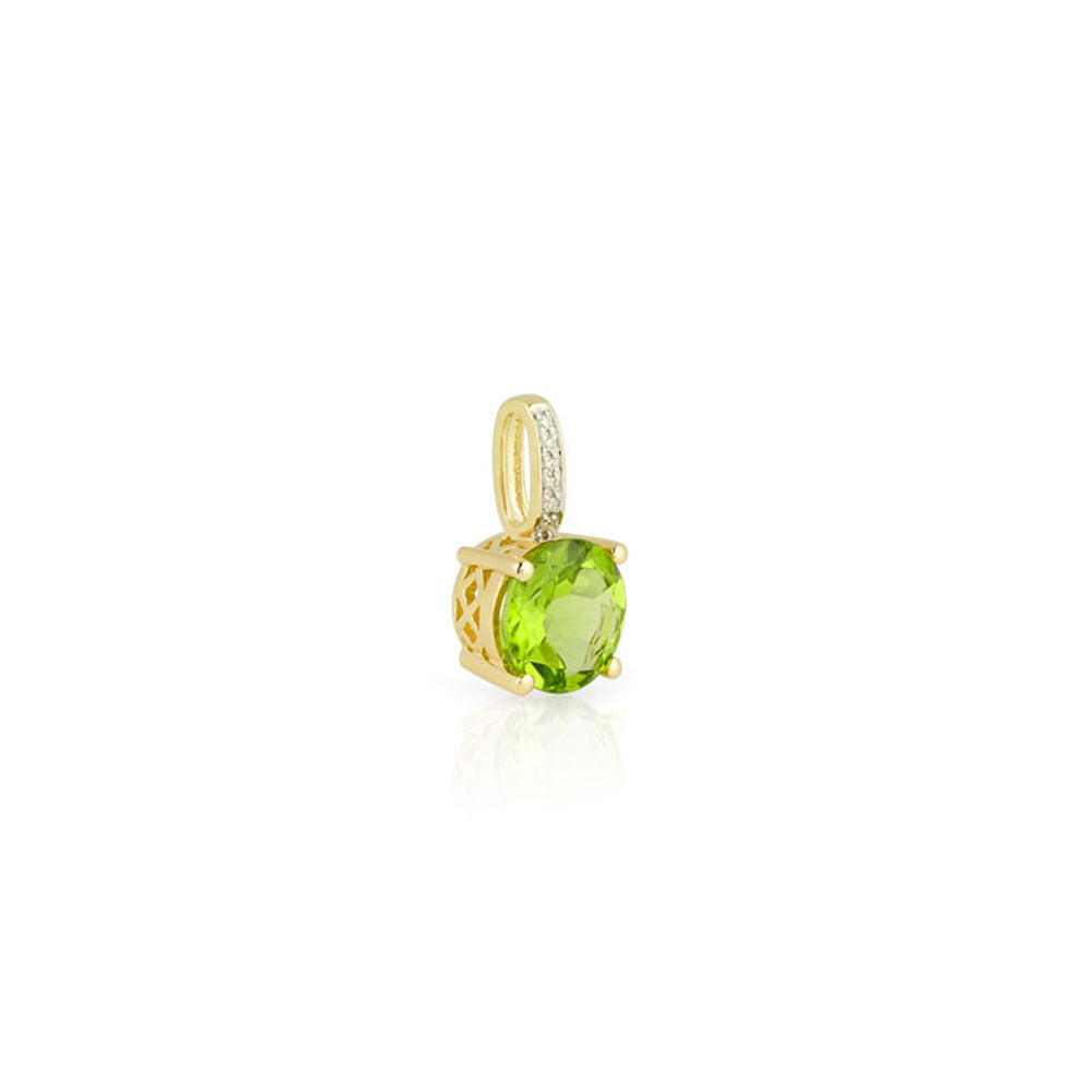 Peridot Anhänger 7 mm mit Brillanten (Gelbgold 585)