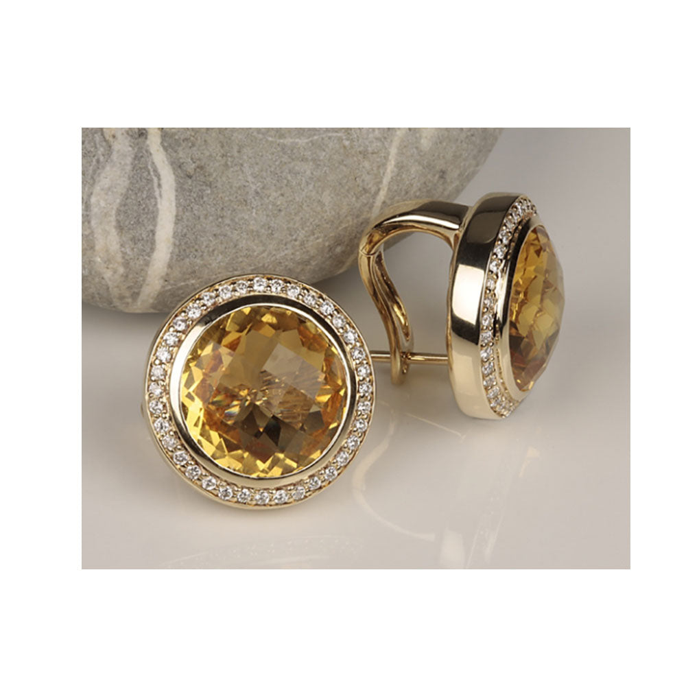 Citrin Klippstecker mit Brillanten 0,37 ct. (Gelbgold 585)