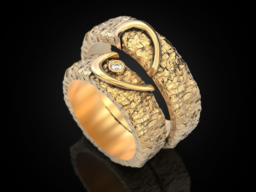 2 Trauringe HEART (Gelbgold 585) 2 Stück