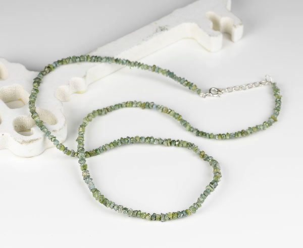 Diamanten Kette "Diamond Rock" grüne Rohdiamanten (Sterling Silber 925)