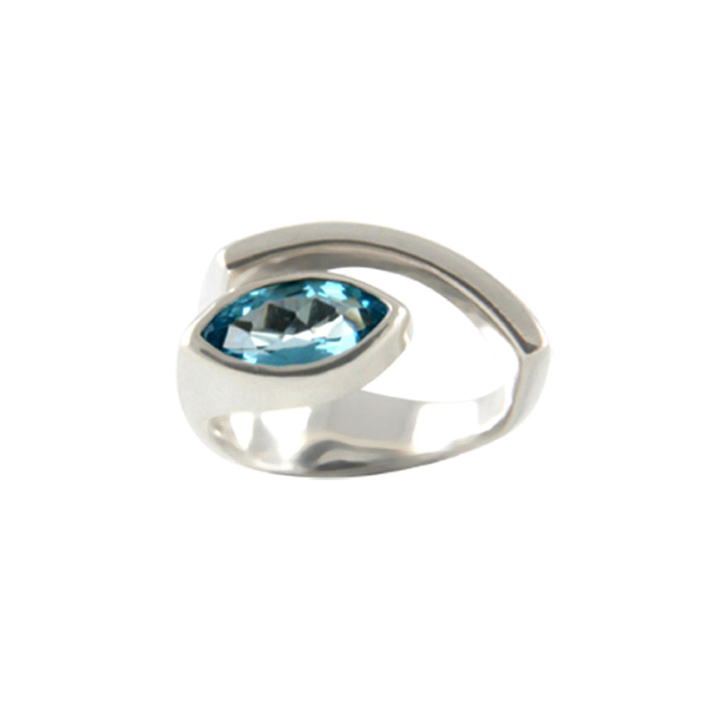 Silber Ring mit Topas 12x6 mm (Sterling Silber 925)