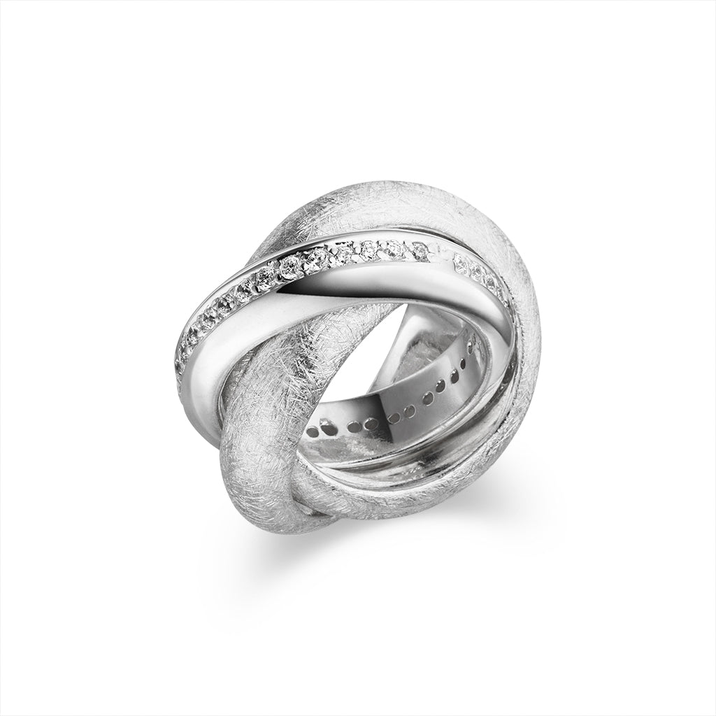 Silber Ring "Schwerer Dreier" Zirkonia (Sterling Silber 925)